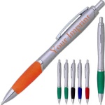 Ballpoint Pen W/ Grip And Curved Center Band